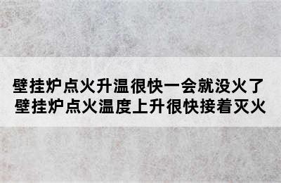 壁挂炉点火升温很快一会就没火了 壁挂炉点火温度上升很快接着灭火